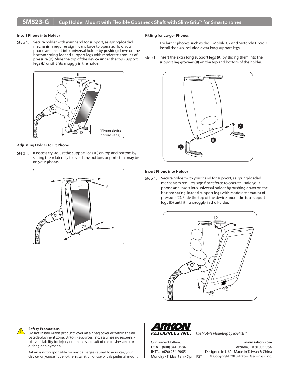 Sm523-g | Arkon SM523-G User Manual | Page 2 / 2
