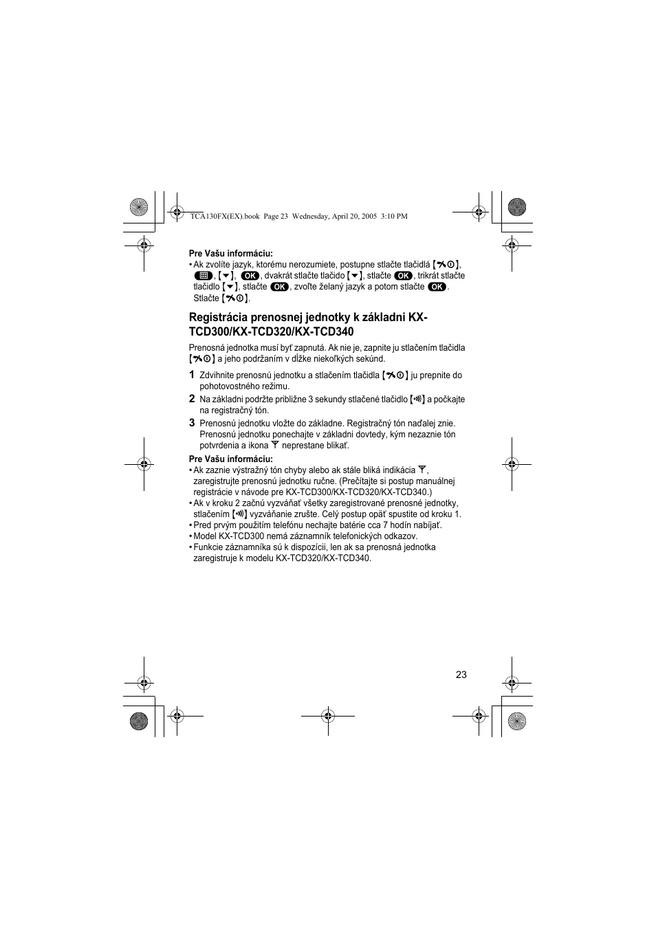 Panasonic KXTCA130FX User Manual | Page 23 / 32