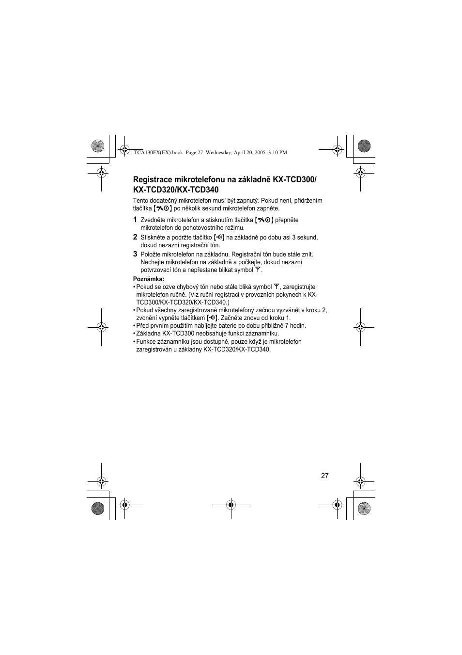 Panasonic KXTCA130FX User Manual | Page 27 / 32