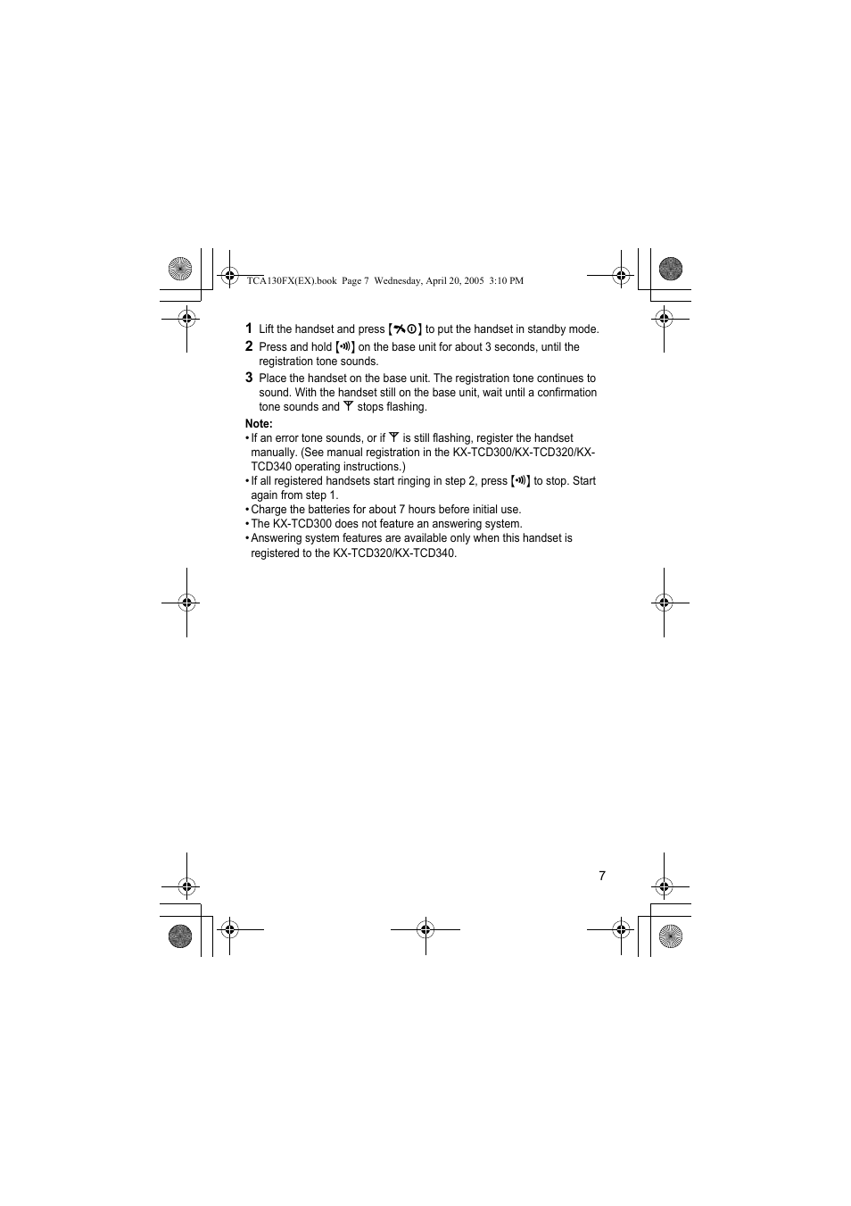 Panasonic KXTCA130FX User Manual | Page 7 / 32