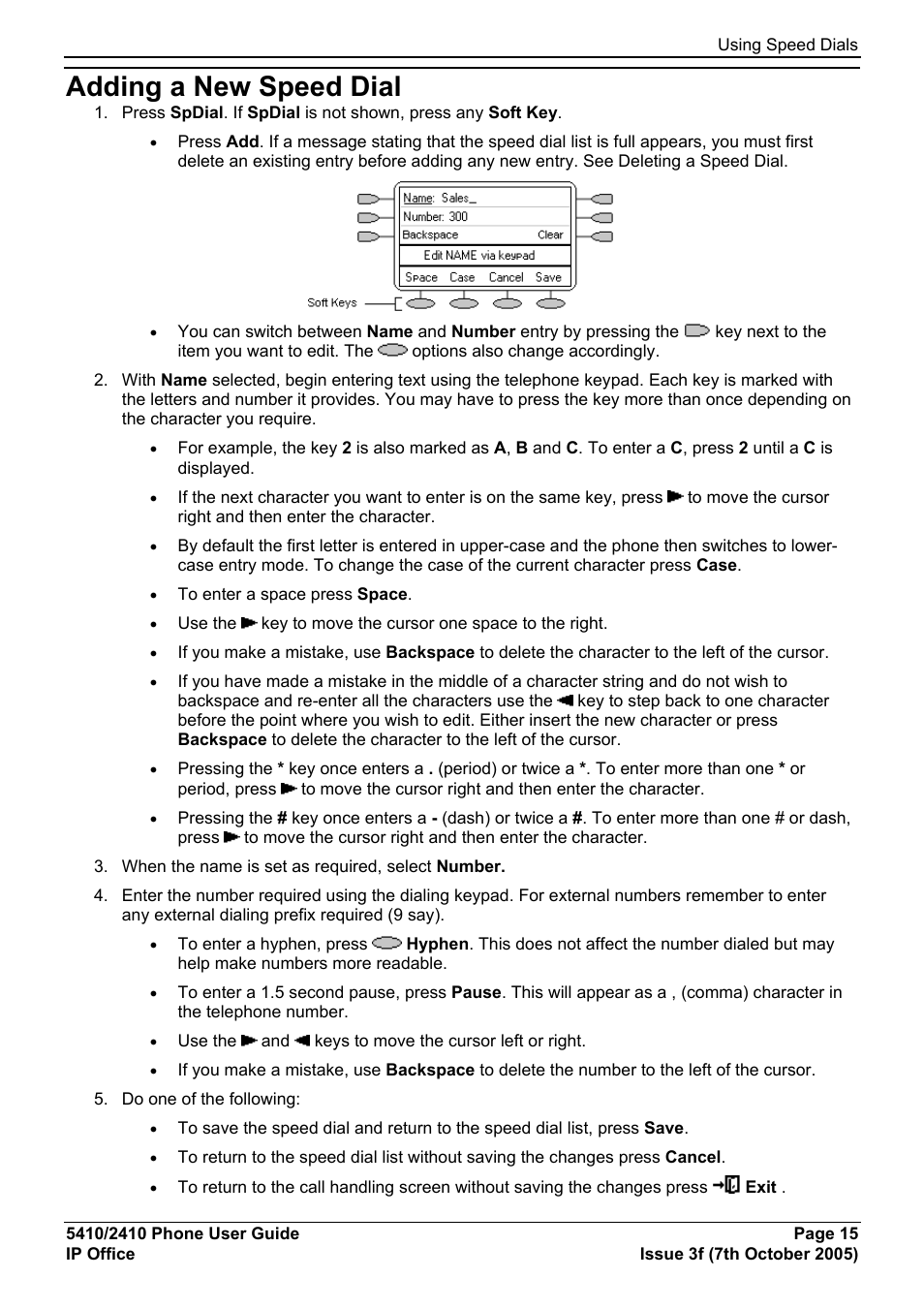Adding a new speed dial | Avaya IP OFFICE 5410 User Manual | Page 15 / 38
