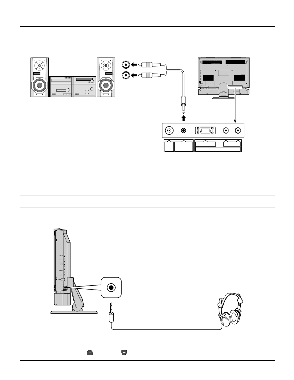 Conexión de los terminales audio out, Conexión de auriculares, Conexiones | Panasonic TC15LT1 User Manual | Page 11 / 36