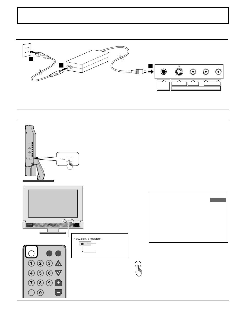 Conexión/desconexión de la alimentación, Conexión de la clavija a la toma de corriente, Cómo conectar la alimentación | Panasonic TC15LT1 User Manual | Page 13 / 36