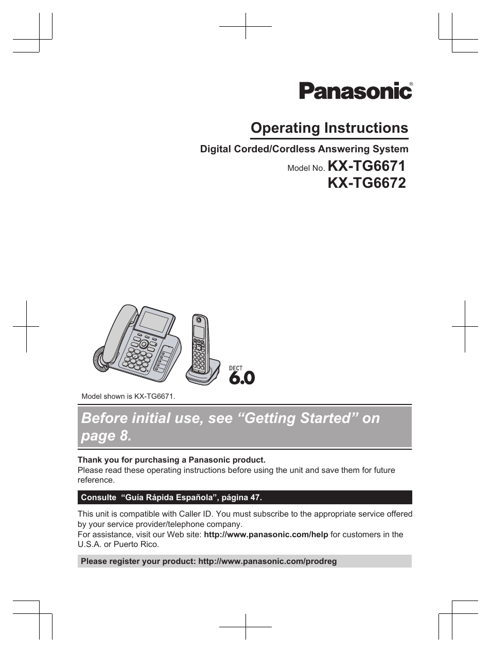 Panasonic KXTG6672 User Manual | 56 pages