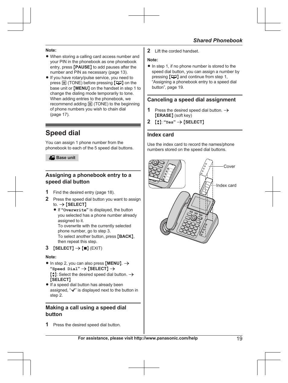 Speed dial | Panasonic KXTG6672 User Manual | Page 19 / 56