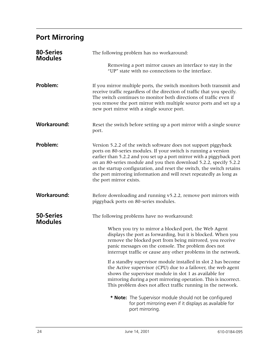 Port mirroring, Series modules | Avaya P880 User Manual | Page 24 / 43