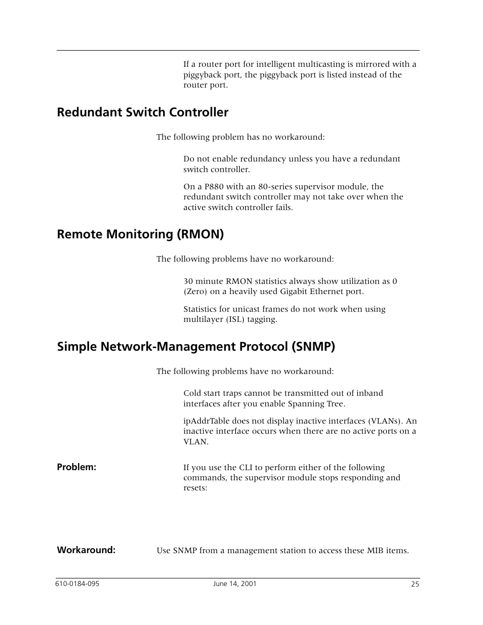 Redundant switch controller, Remote monitoring (rmon), Simple network-management protocol (snmp) | Avaya P880 User Manual | Page 25 / 43