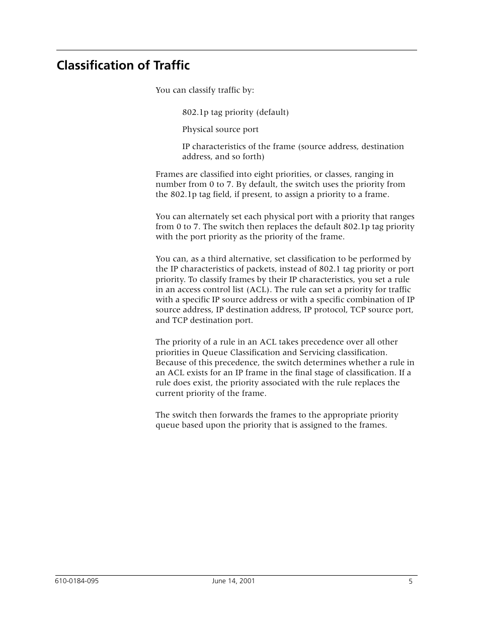 Classification of traffic | Avaya P880 User Manual | Page 5 / 43