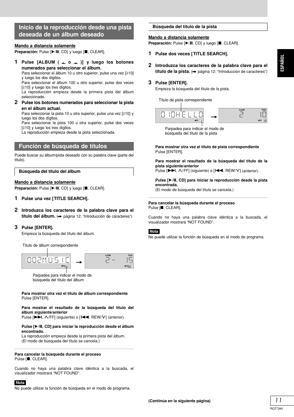 Función de búsqueda de títulos | Panasonic SCAK321 User Manual | Page 31 / 40