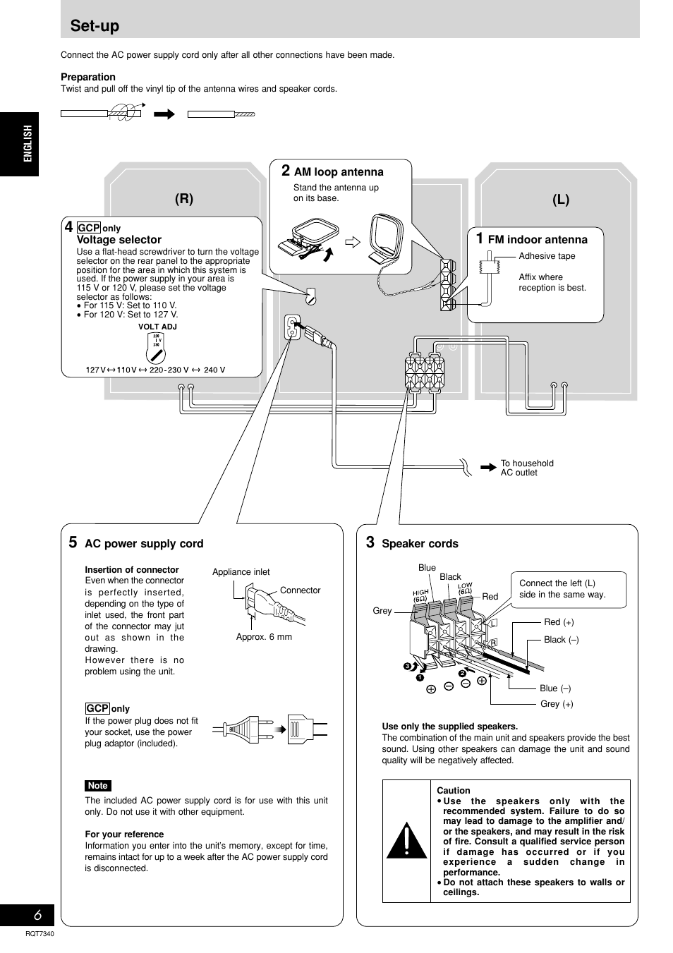 Set-up, R) (l) | Panasonic SCAK321 User Manual | Page 6 / 40