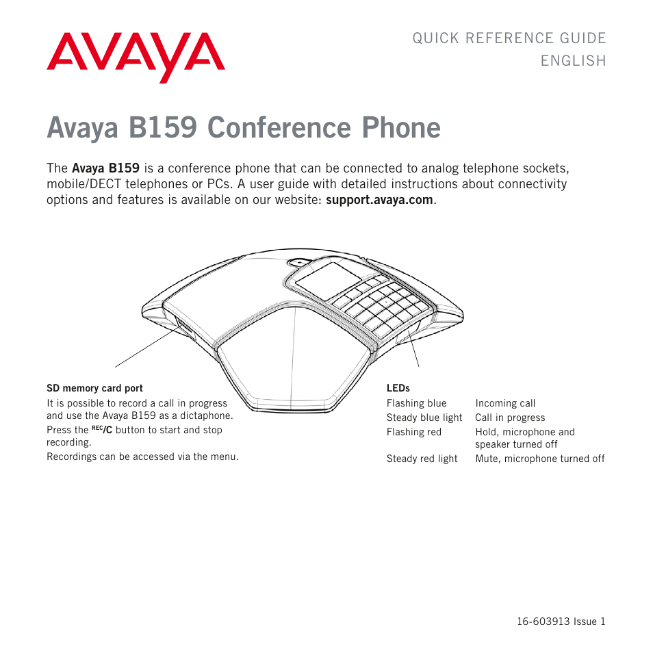 Avaya B159 User Manual | 4 pages