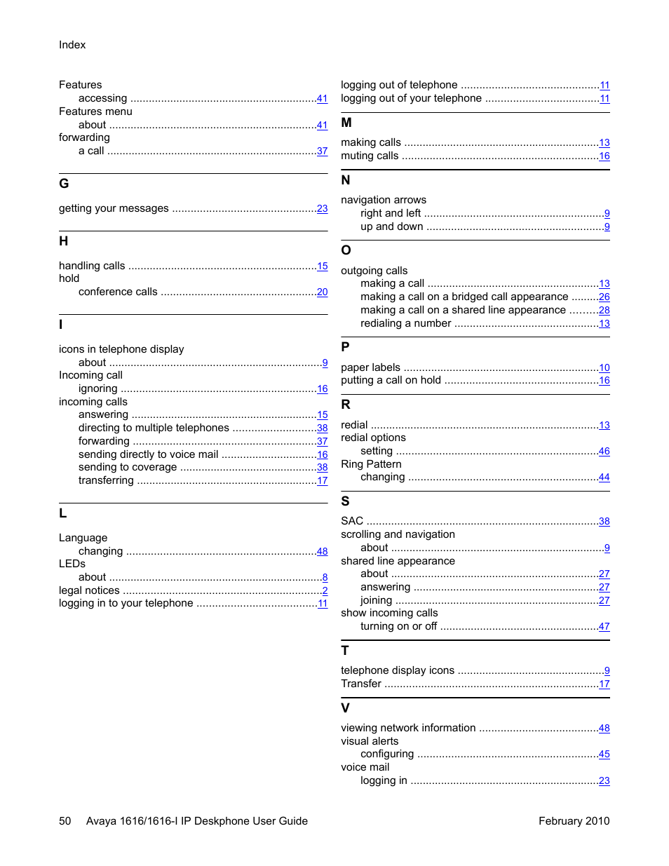 Avaya 1616-I User Manual | Page 50 / 50