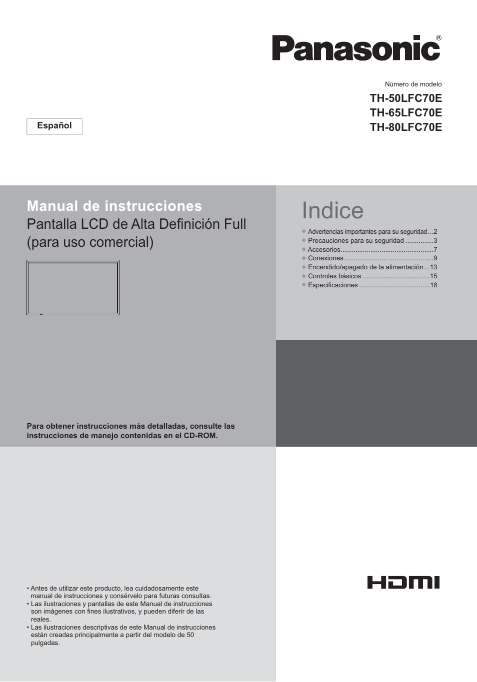 Indice | Panasonic TH50LFC70E User Manual | Page 21 / 40