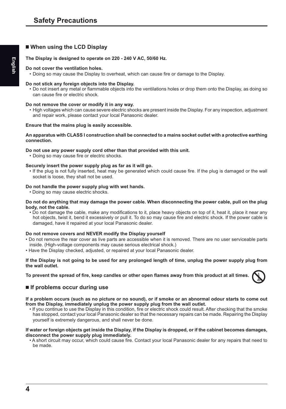 Safety precautions | Panasonic TH50LFC70E User Manual | Page 4 / 40