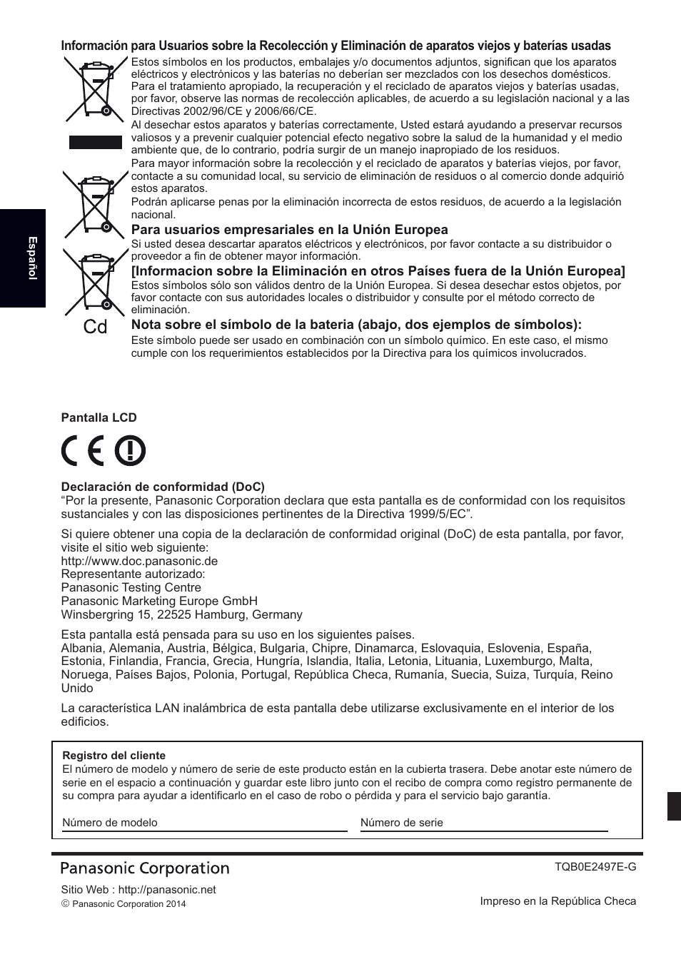 Panasonic TH50LFC70E User Manual | Page 40 / 40