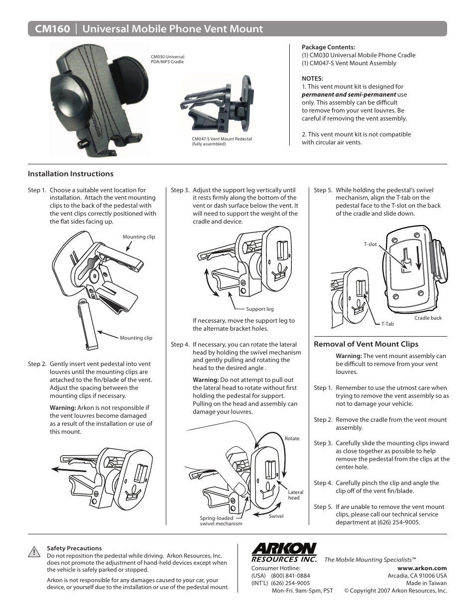 Arkon CM160 User Manual | 1 page