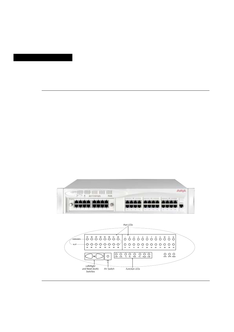 Avaya p333t front and back panels, Avaya p333t front panel, Chapter 3 | Figure 3.1, Figure 3.2, Avaya p333t leds | Avaya P333T User Manual | Page 24 / 182