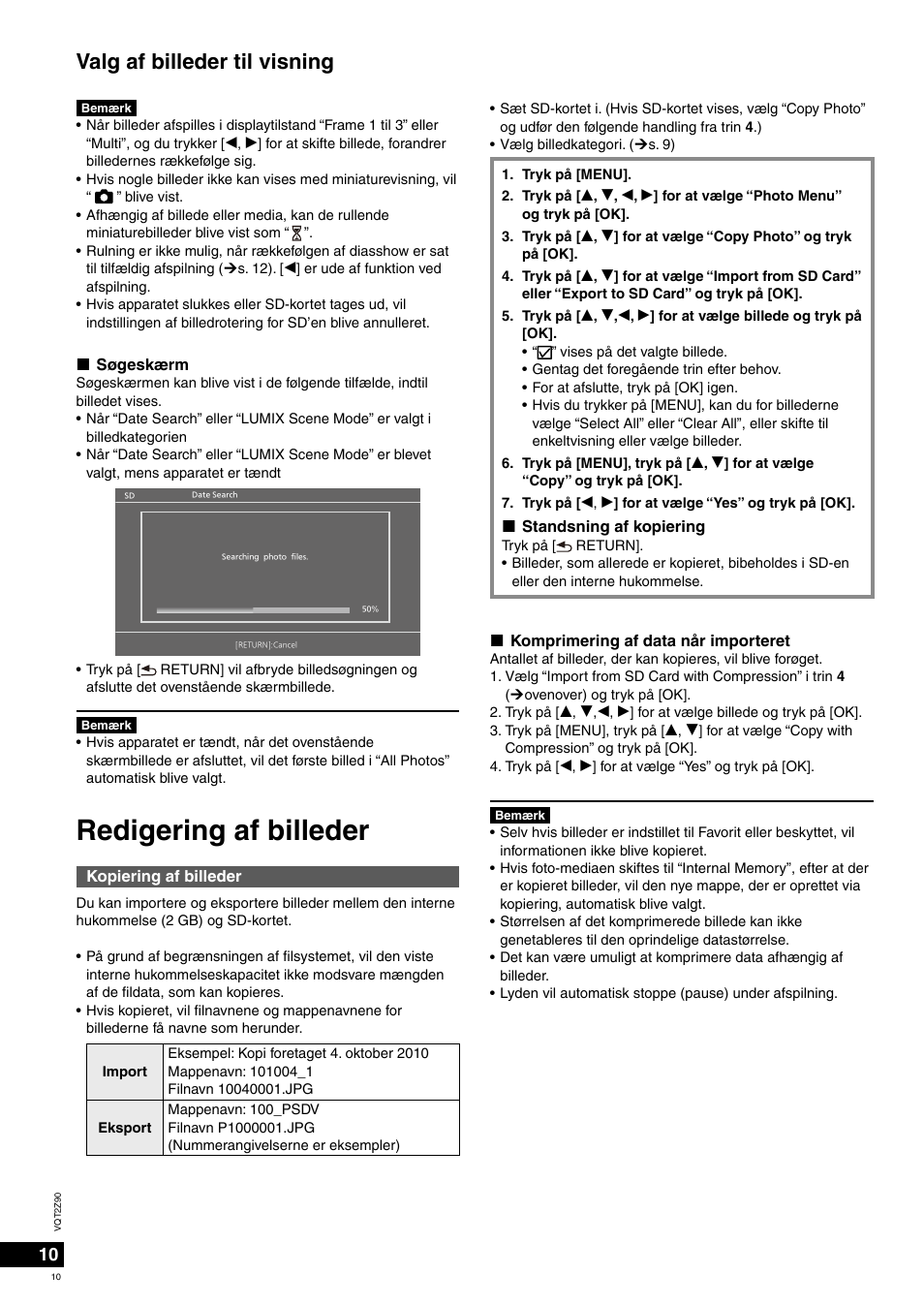 Redigering af billeder, Valg af billeder til visning | Panasonic MW20EG User Manual | Page 10 / 124