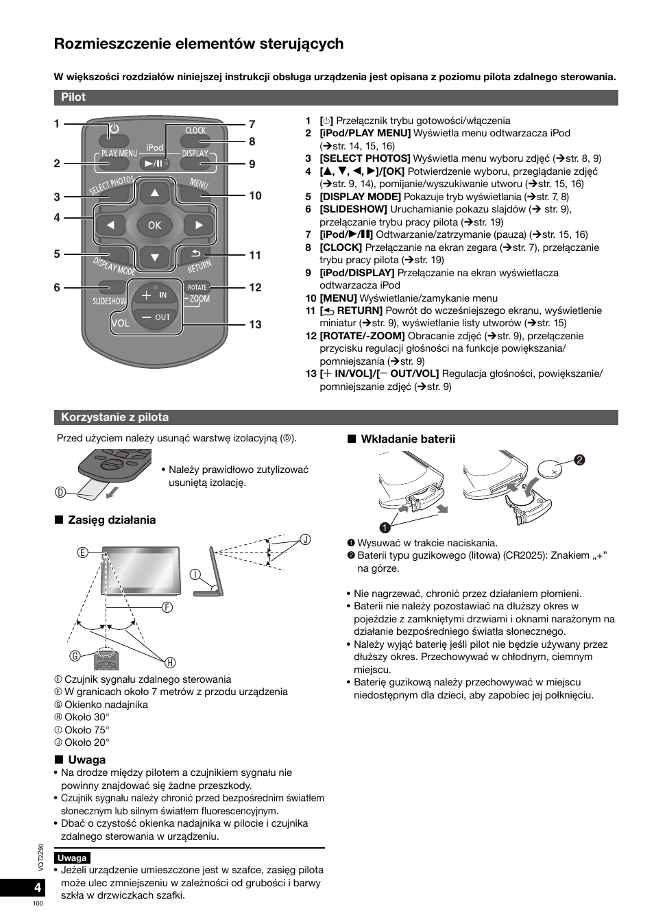 Rozmieszczenie elementów steruj¹cych | Panasonic MW20EG User Manual | Page 100 / 124