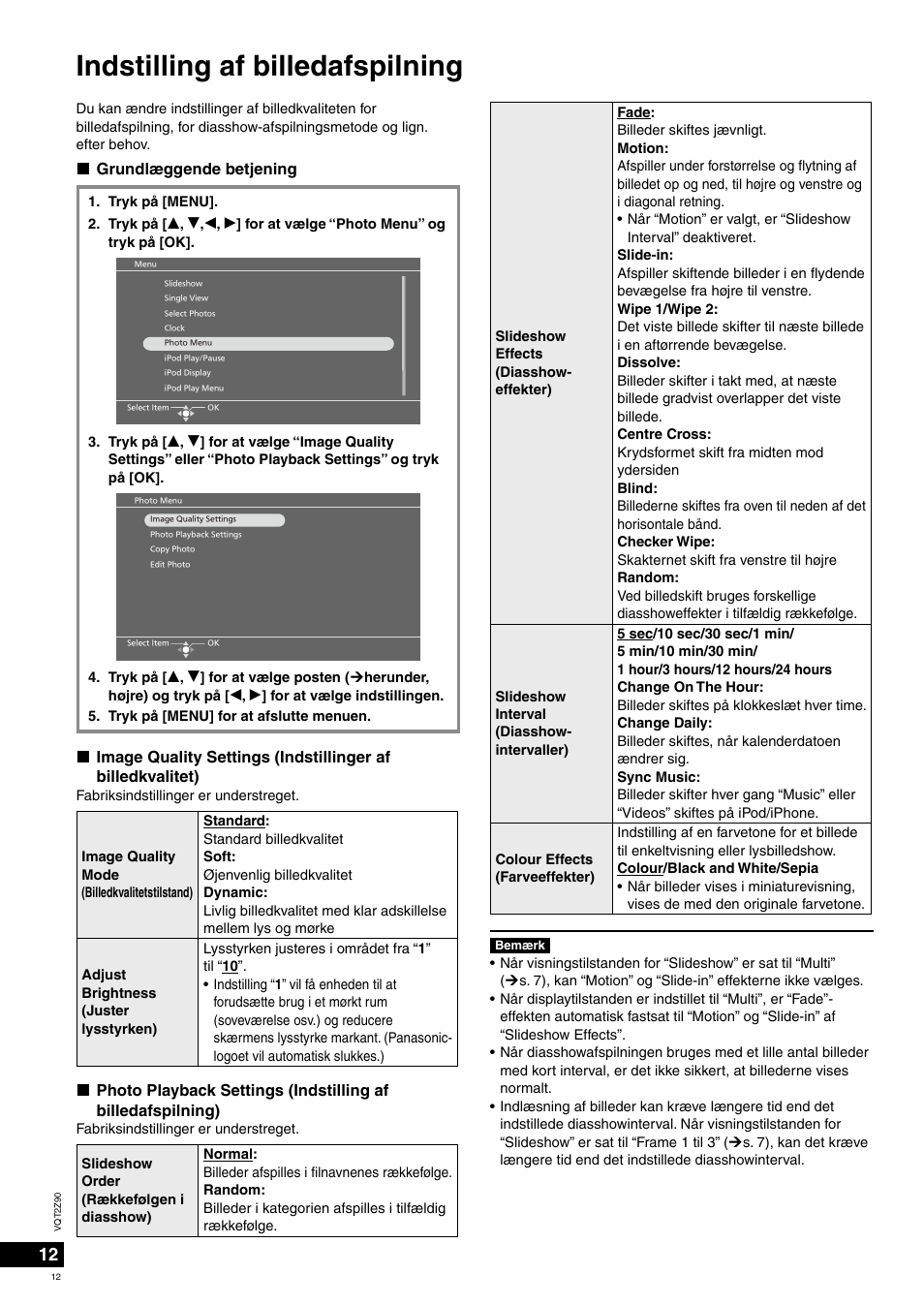 Indstilling af billedafspilning, Grundlæggende betjening | Panasonic MW20EG User Manual | Page 12 / 124