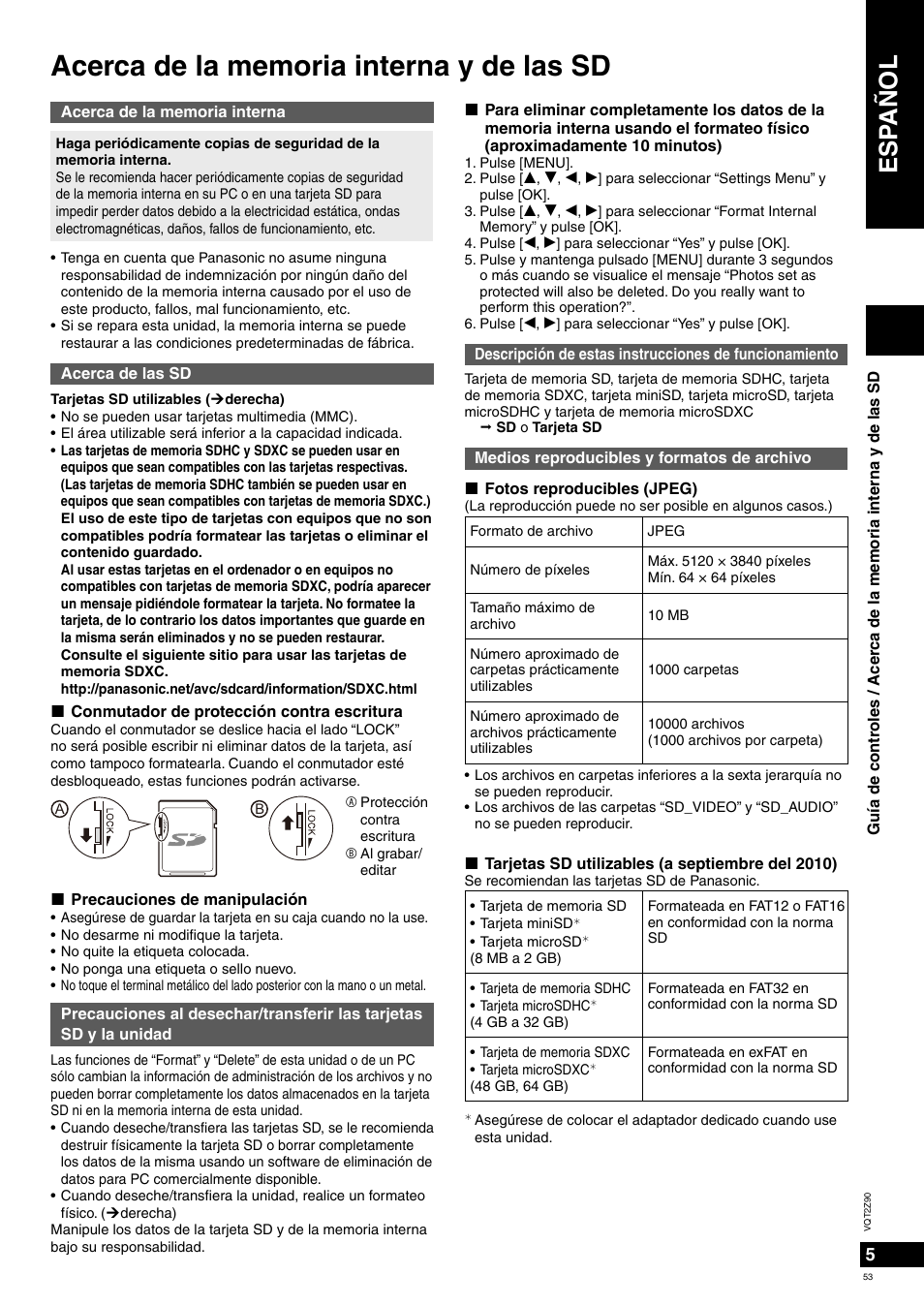 Esp añol | Panasonic MW20EG User Manual | Page 53 / 124