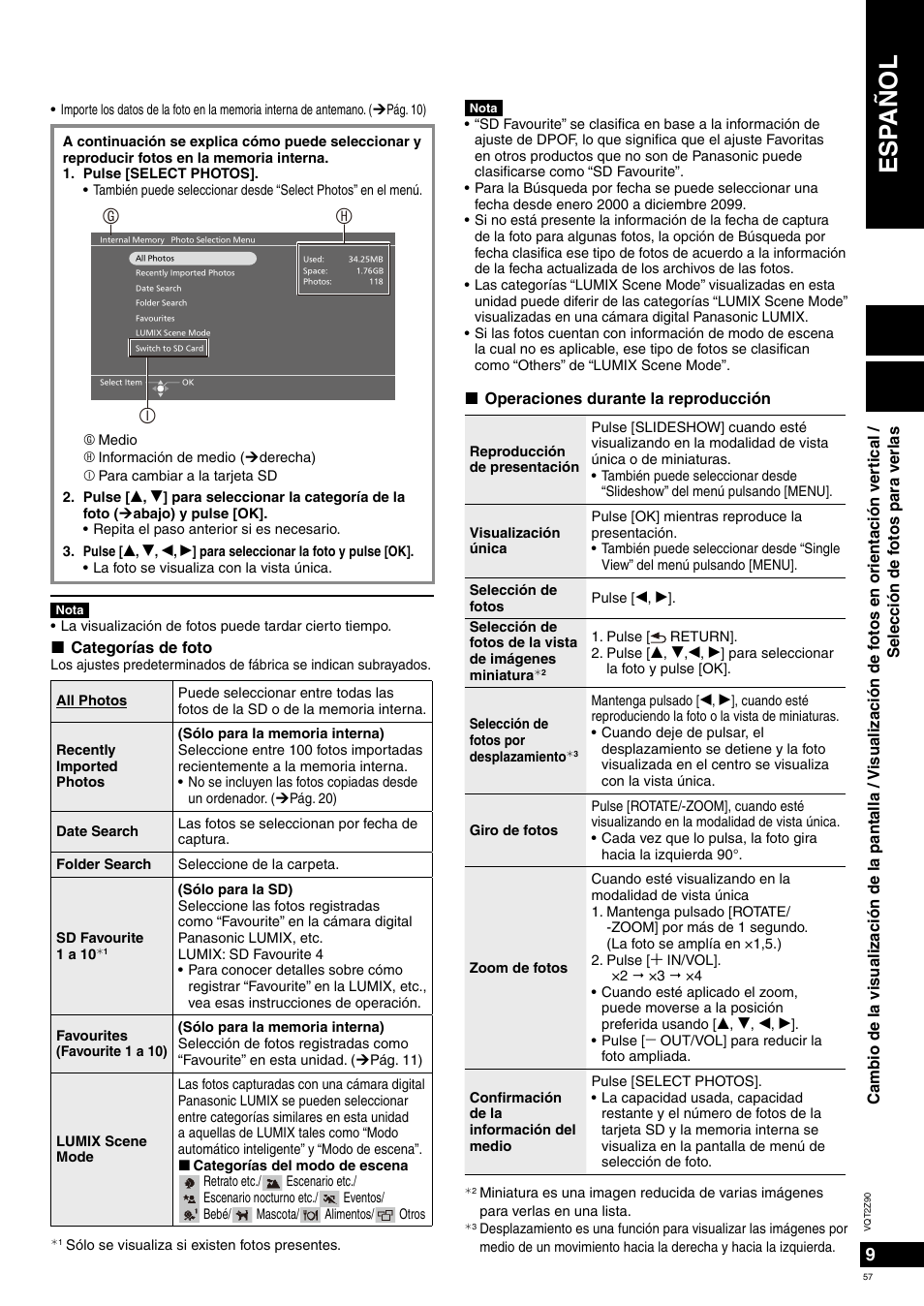 Esp añol | Panasonic MW20EG User Manual | Page 57 / 124