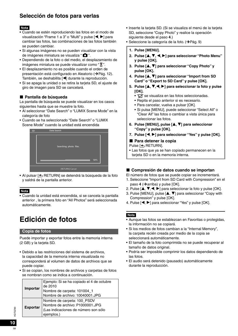 Edición de fotos, Selección de fotos para verlas | Panasonic MW20EG User Manual | Page 58 / 124