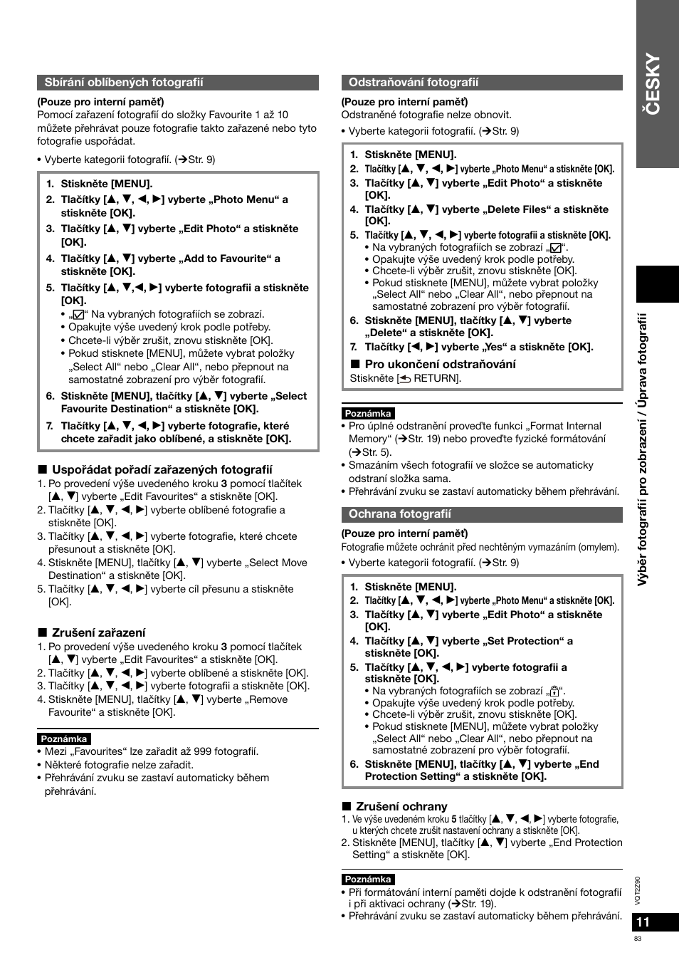 Èesky | Panasonic MW20EG User Manual | Page 83 / 124