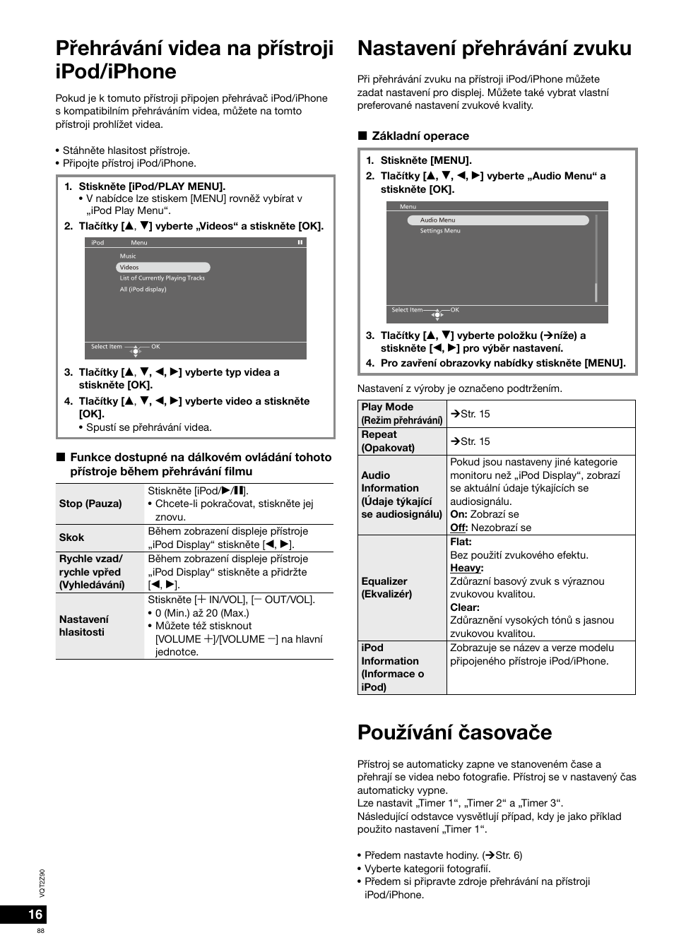 Nastavení pøehrávání zvuku | Panasonic MW20EG User Manual | Page 88 / 124