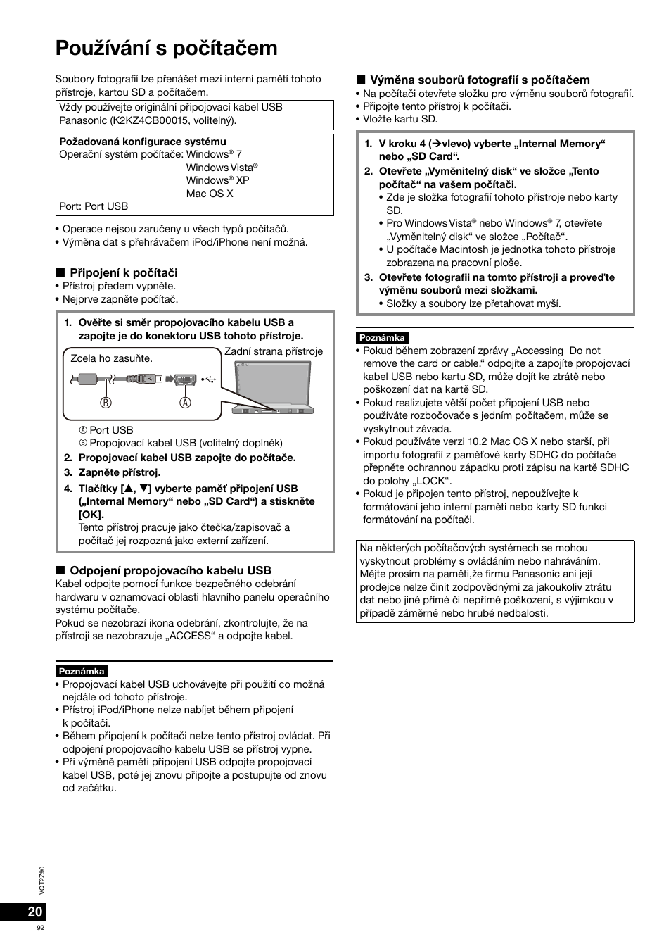 Používání s poèítaèem | Panasonic MW20EG User Manual | Page 92 / 124