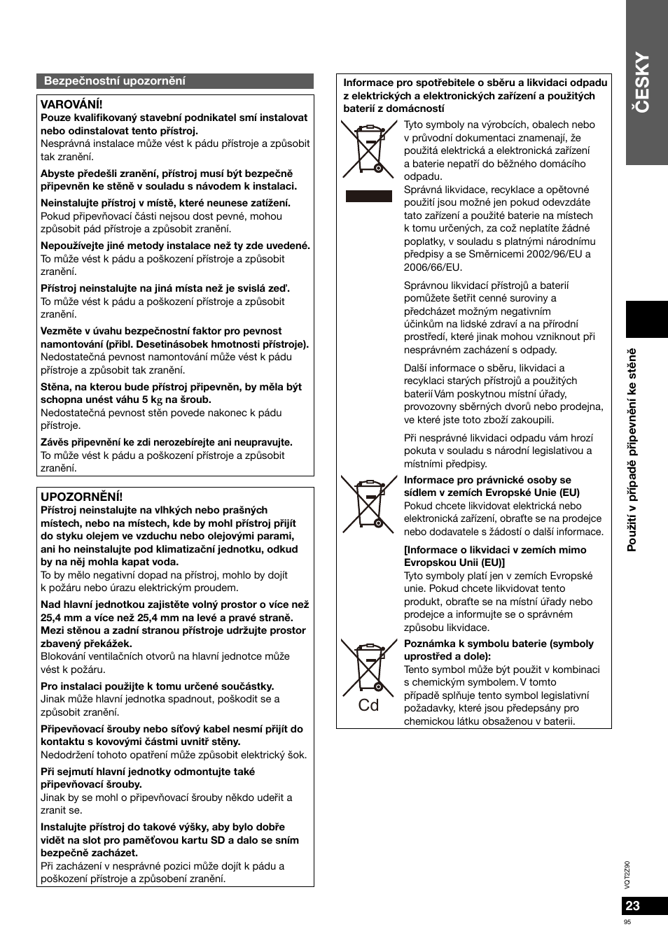 Èesky | Panasonic MW20EG User Manual | Page 95 / 124