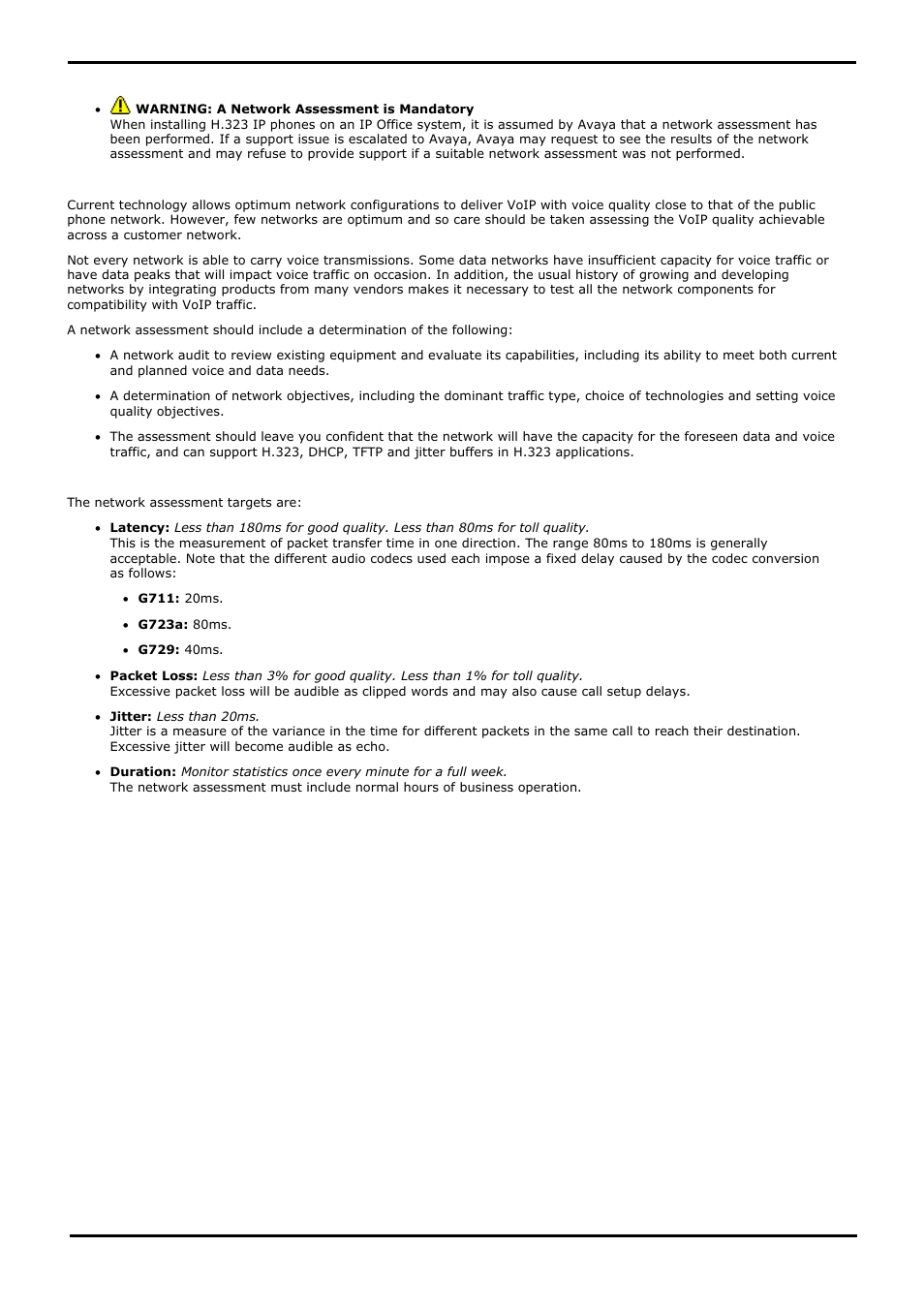 Network assessment, 8 network assessment | Avaya IP Office 4.2 User Manual | Page 15 / 88