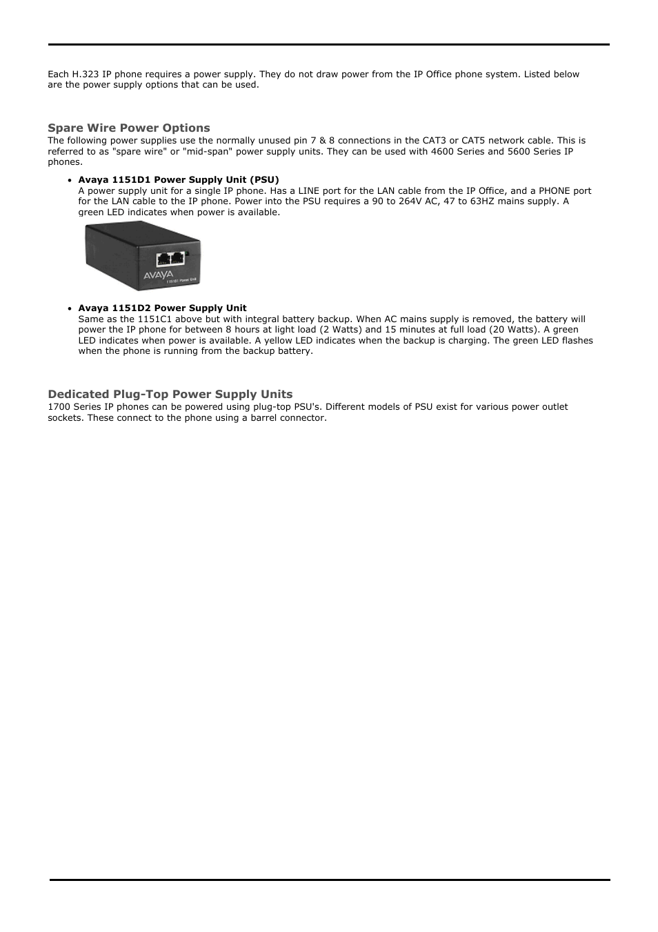 Power supply options, 13 power supply options, Exist for how power is supplied to the phones. see | Avaya IP Office 4.2 User Manual | Page 20 / 88