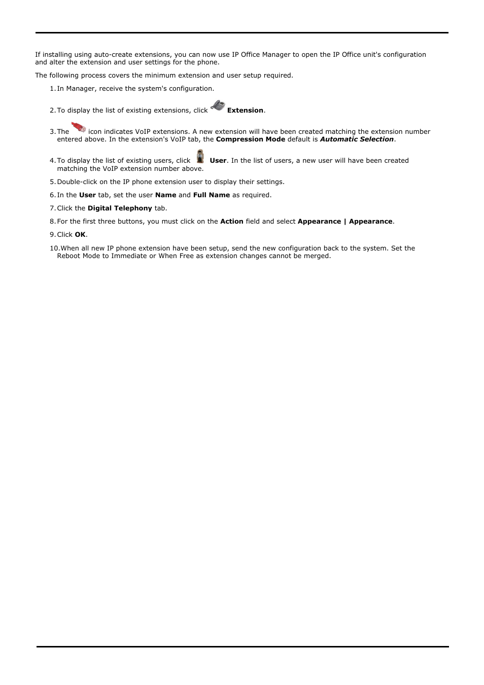 Extension & user setup, 6 extension & user setup | Avaya IP Office 4.2 User Manual | Page 35 / 88