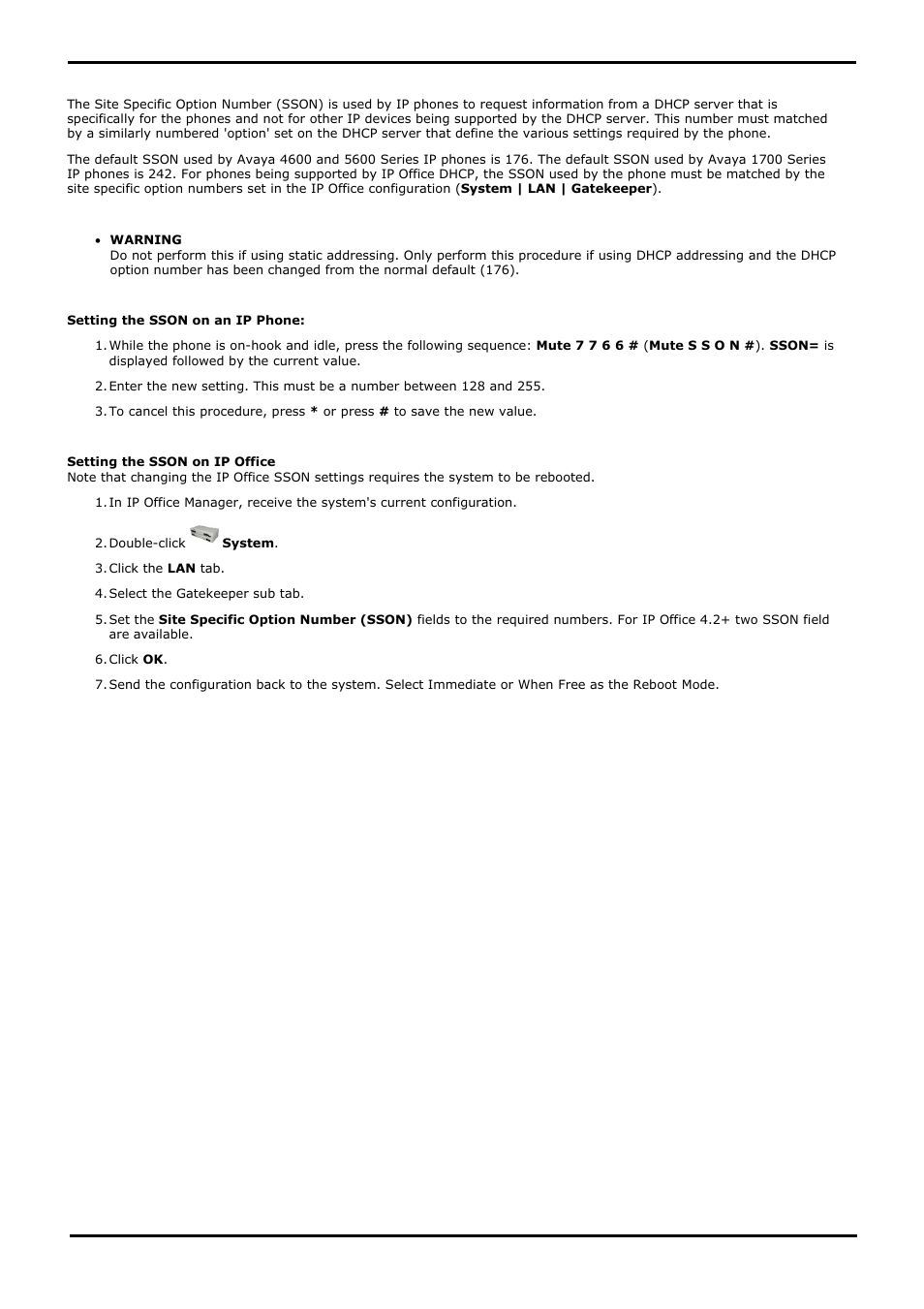 Site specific option number, 6 site specific option number | Avaya IP Office 4.2 User Manual | Page 55 / 88