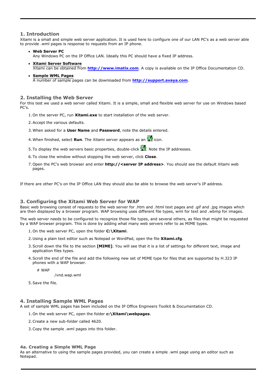 Testing 4620 wml browsing using xitami | Avaya IP Office 4.2 User Manual | Page 71 / 88