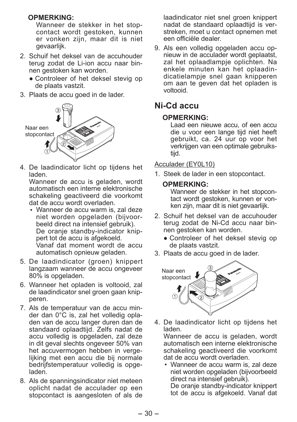 Ni­cd accu | Panasonic EY0L10 User Manual | Page 30 / 72