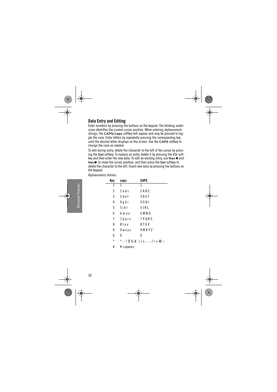 Data entry and editing | Avaya 3641 User Manual | Page 28 / 48