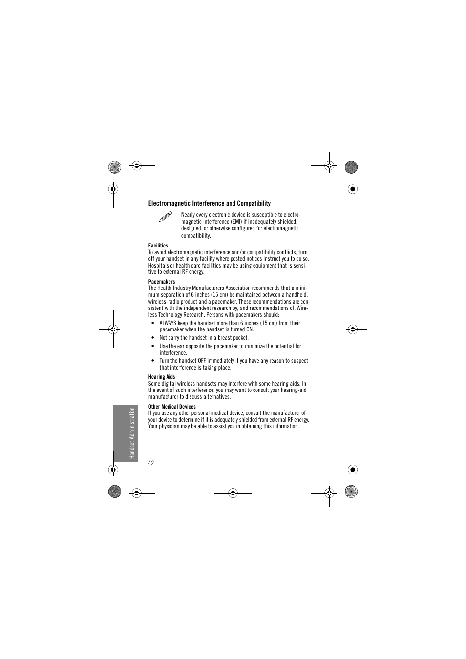 Electromagnetic interference and compatibility, Pacemakers hearing aids other medical devices | Avaya 3641 User Manual | Page 42 / 48