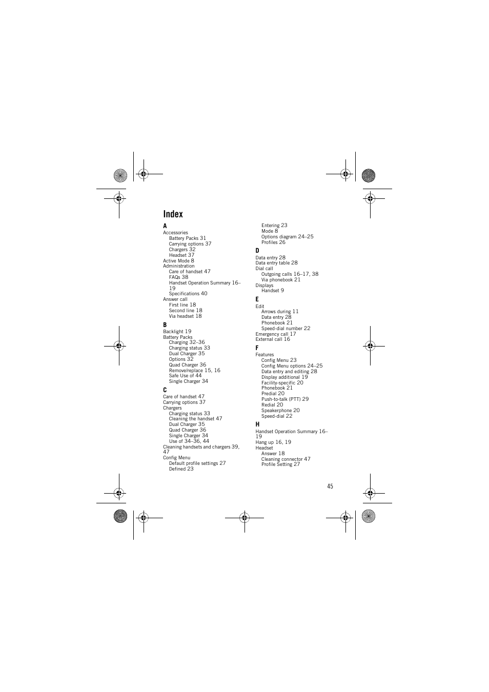 Index | Avaya 3641 User Manual | Page 45 / 48