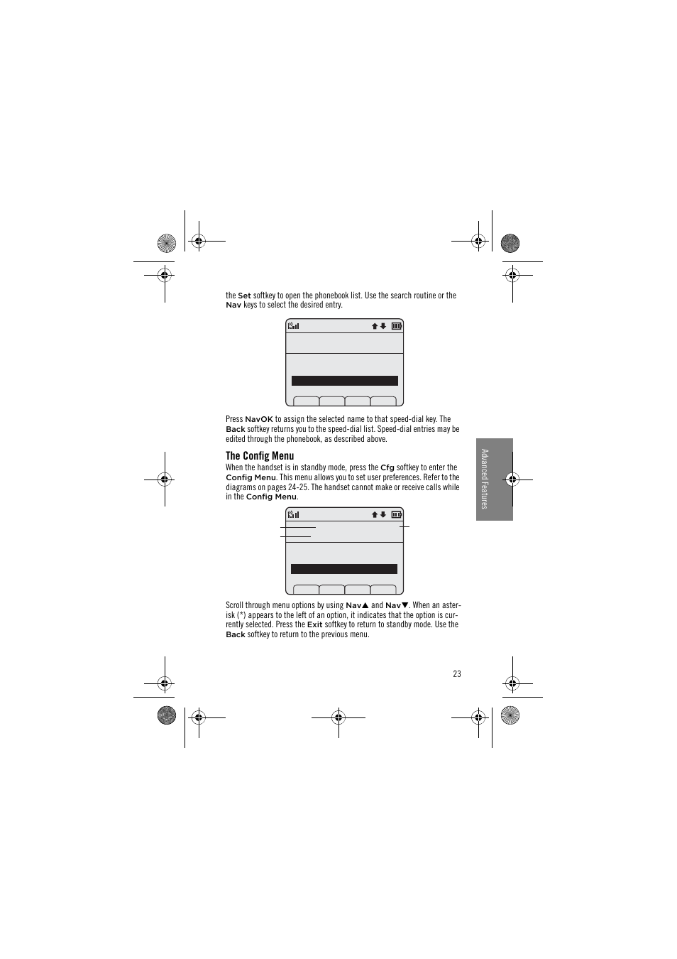 The config menu | Avaya 3645 User Manual | Page 23 / 48