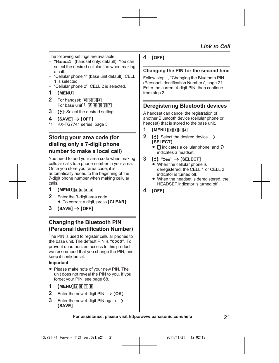 Panasonic KXTG7742 User Manual | Page 21 / 88