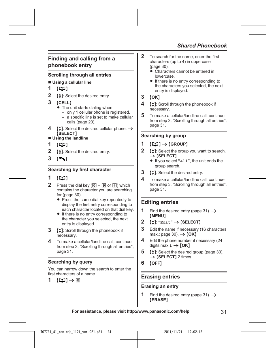 Panasonic KXTG7742 User Manual | Page 31 / 88