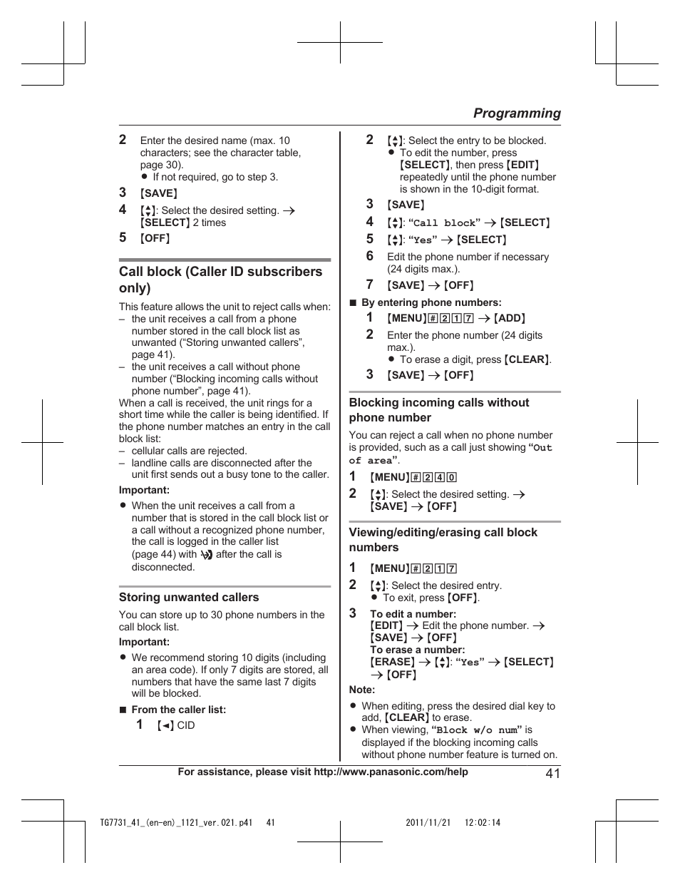 Panasonic KXTG7742 User Manual | Page 41 / 88