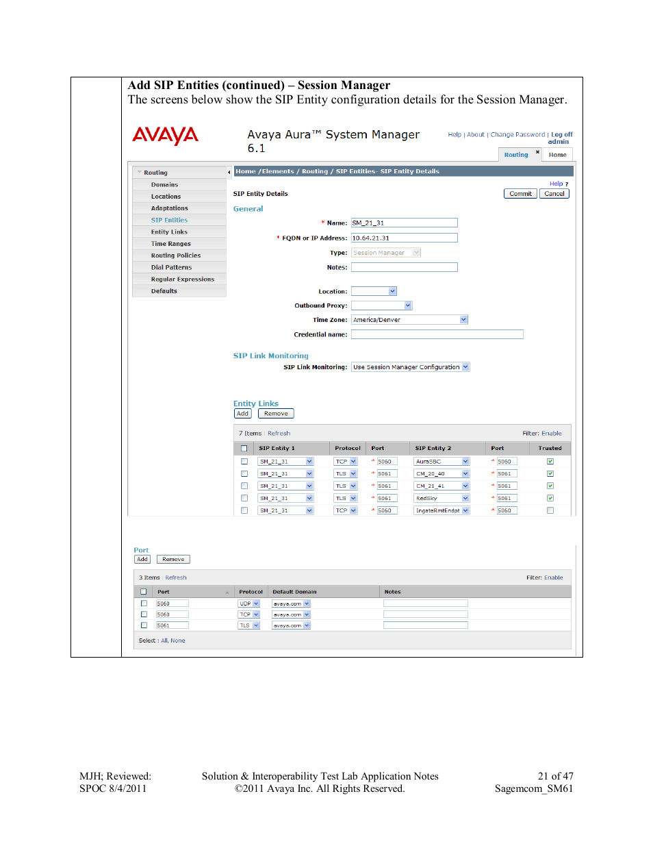 Avaya SM61 User Manual | Page 21 / 47