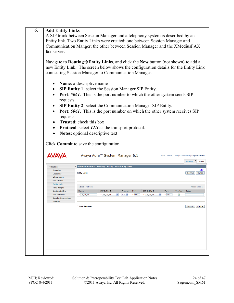 Avaya SM61 User Manual | Page 24 / 47