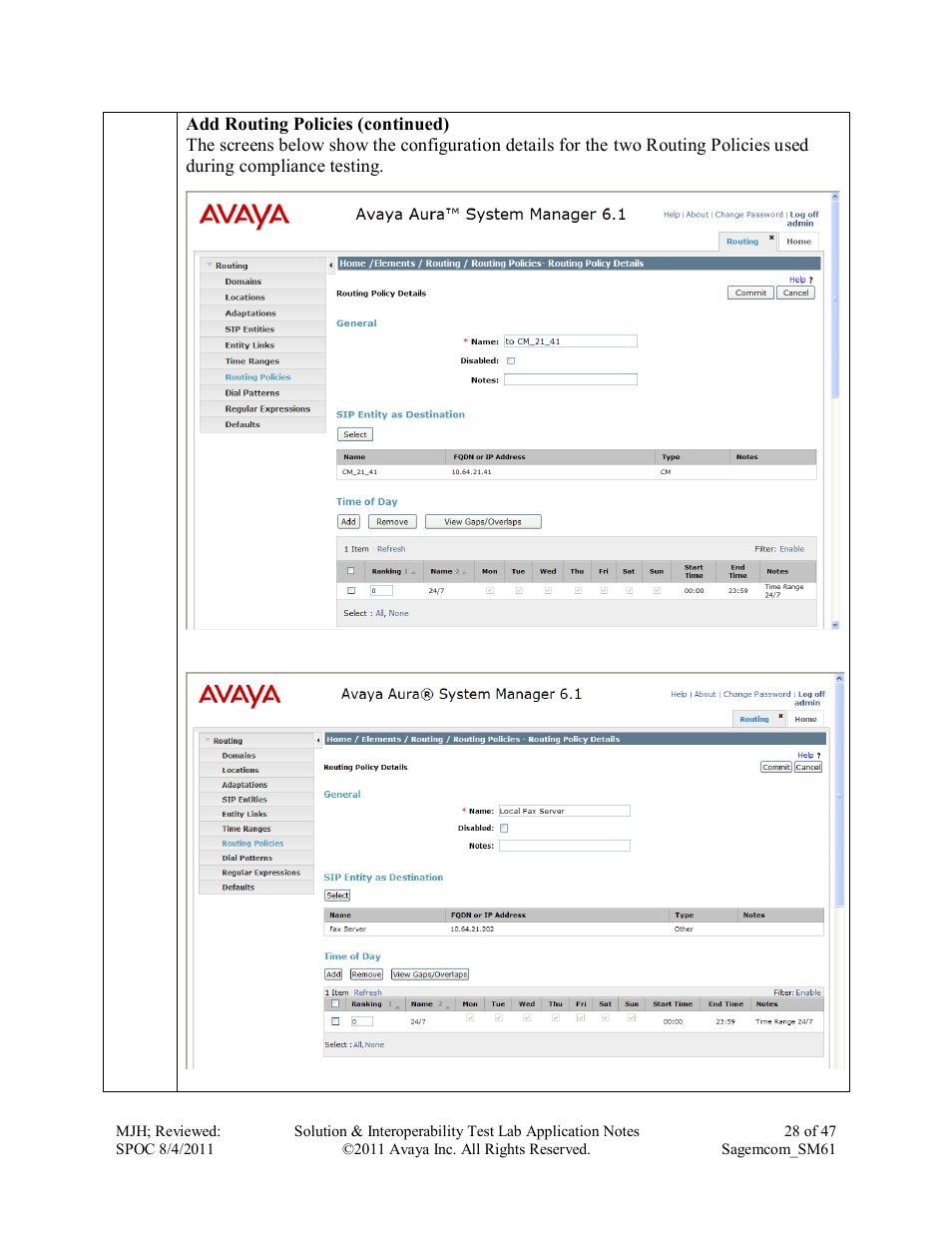 Avaya SM61 User Manual | Page 28 / 47