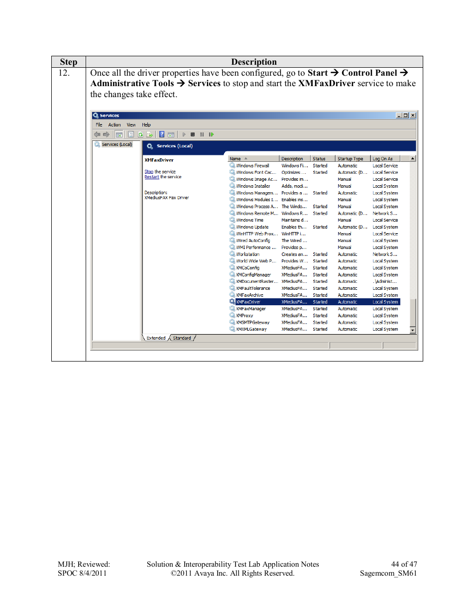 Avaya SM61 User Manual | Page 44 / 47
