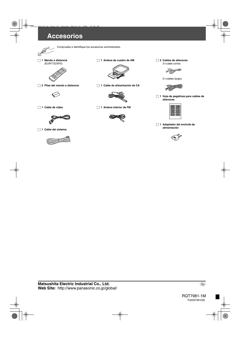 Accesorios | Panasonic SCHT530 User Manual | Page 32 / 32