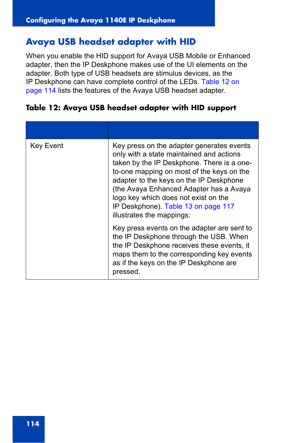 Avaya usb headset adapter with hid | Avaya 1140E IP User Manual | Page 114 / 418